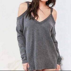Urban Outfitters Out From Under cold shoulder waffle knit top